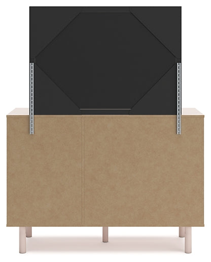 Wistenpine  Upholstered Panel Bed With Mirrored Dresser