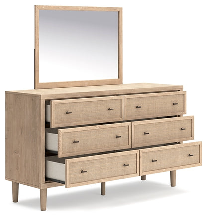 Cielden  Panel Bed With Mirrored Dresser