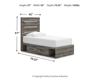 Graystorm  Panel Storage Bed With Mirrored Dresser And Nightstand