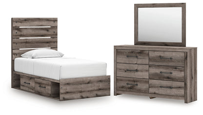 Graystorm  Panel Storage Bed With Mirrored Dresser
