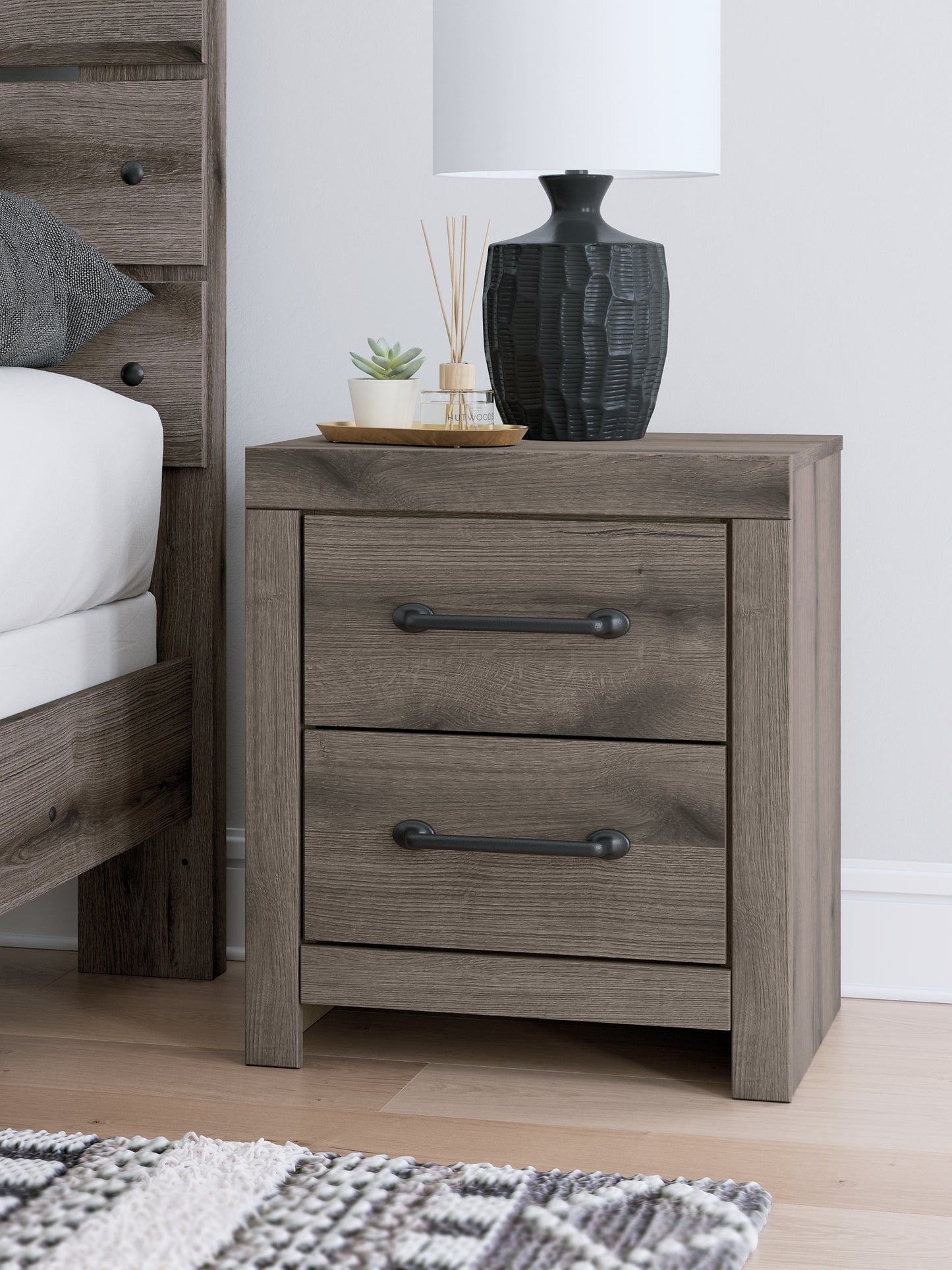 Graystorm  Panel Bed With Mirrored Dresser And Nightstand