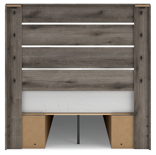 Graystorm  Panel Bed With Storage With Mirrored Dresser