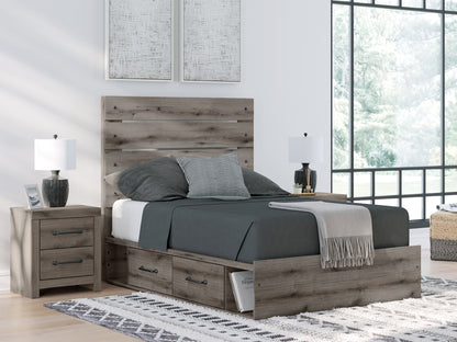 Graystorm  Panel Bed With Storage With Mirrored Dresser