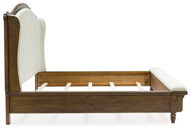 Sturlayne  Upholstered Panel Bed With Mirrored Dresser