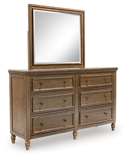 Sturlayne  Upholstered Panel Bed With Mirrored Dresser, Chest And Nightstand