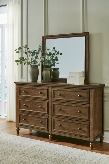 Sturlayne California  Upholstered Panel Bed With Mirrored Dresser And Nightstand
