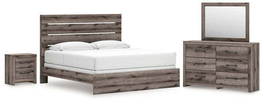 Graystorm  Panel Bed With Mirrored Dresser And Nightstand