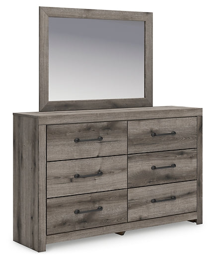 Graystorm  Panel Bed With Storage With Mirrored Dresser And Nightstand