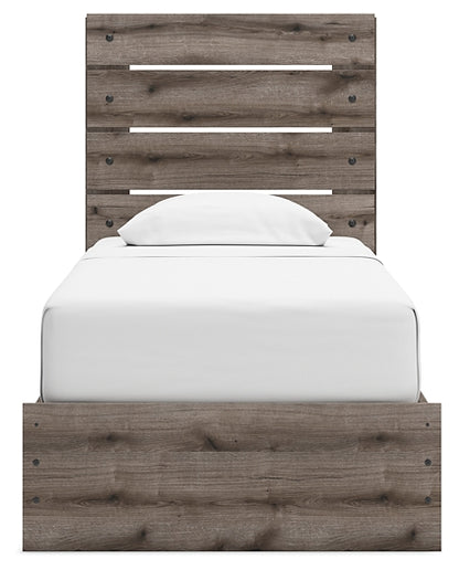 Graystorm  Panel Bed With Storage With Mirrored Dresser And Nightstand