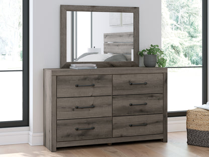 Graystorm  Panel Bed With Storage With Mirrored Dresser And Nightstand