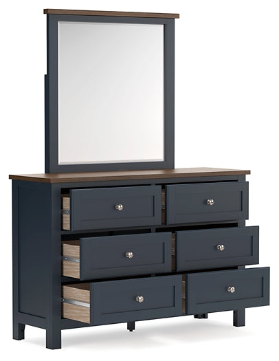 Landocken  Panel Headboard With Mirrored Dresser, Chest And Nightstand