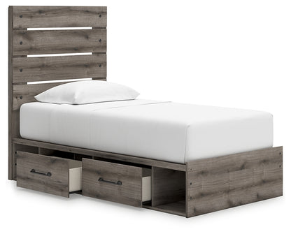 Graystorm  Panel Storage Bed With Mirrored Dresser, Chest And Nightstand