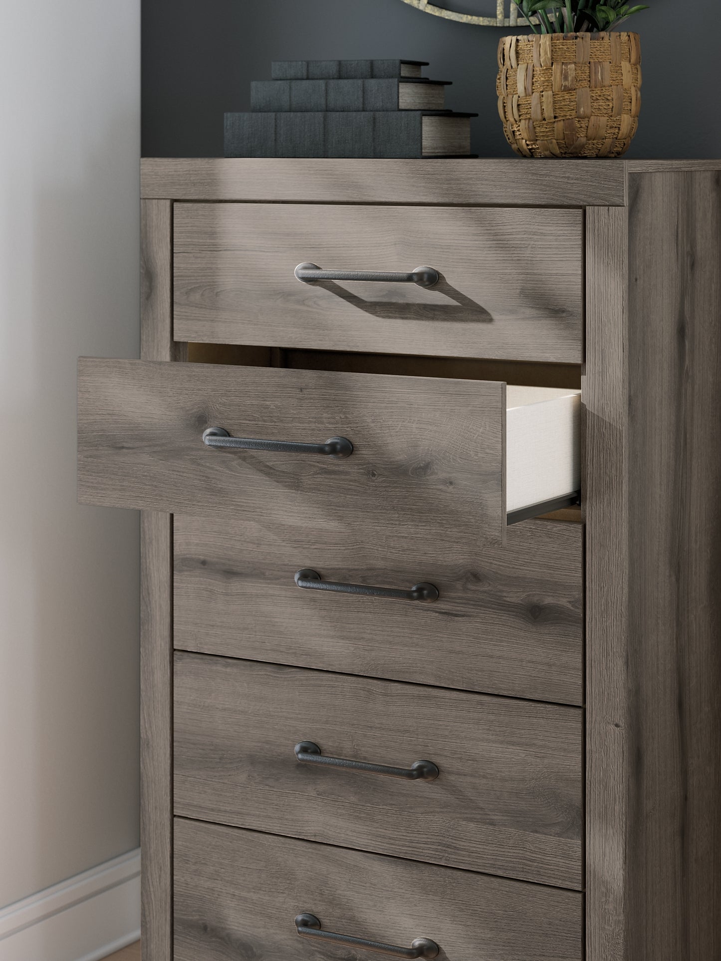 Graystorm  Panel Storage Bed With Mirrored Dresser, Chest And Nightstand
