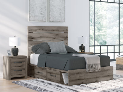 Graystorm  Panel Bed With Storage With Mirrored Dresser