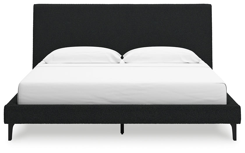 Cadmori  Upholstered Bed With Mirrored Dresser