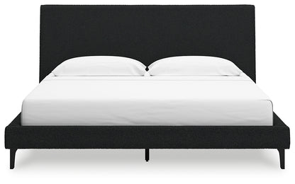 Cadmori  Upholstered Bed With Mirrored Dresser