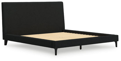Cadmori  Upholstered Bed With Mirrored Dresser