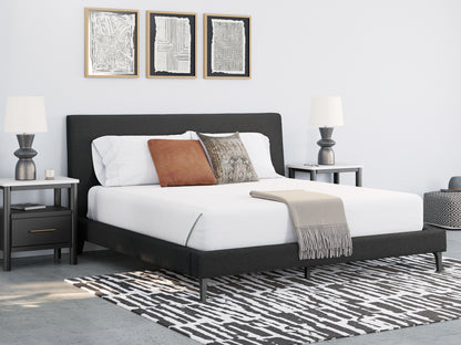 Cadmori  Upholstered Bed With Mirrored Dresser