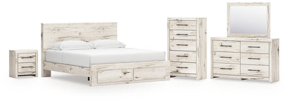 Lawroy  Panel Storage Bed With Mirrored Dresser, Chest And Nightstand