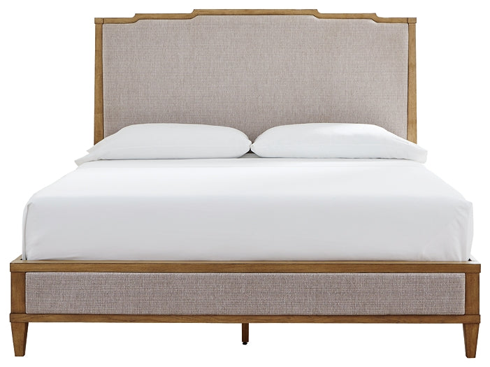 Sharlance  Upholstered Panel Bed With Mirrored Dresser