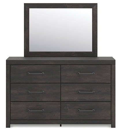Hollivern  Panel Bed With Mirrored Dresser And Nightstand