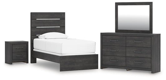 Hollivern  Panel Bed With Mirrored Dresser And Nightstand