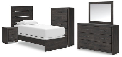 Hollivern  Panel Bed With Mirrored Dresser, Chest And Nightstand