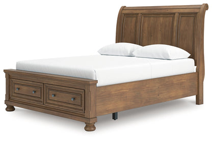 Feddinger  Storage Sleigh Bed With Mirrored Dresser