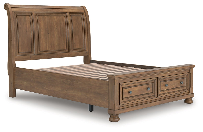 Feddinger  Storage Sleigh Bed With Mirrored Dresser