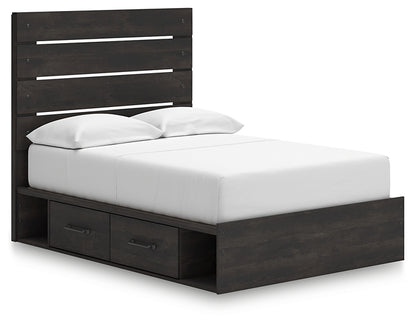 Hollivern  Panel Bed With Storage With Mirrored Dresser And Nightstand