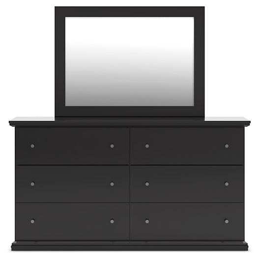 Maribel  Panel Bed With Mirrored Dresser