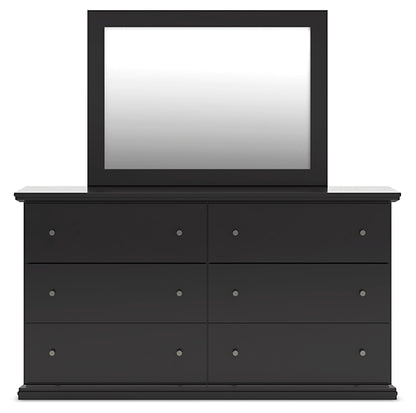 Maribel  Panel Bed With Mirrored Dresser