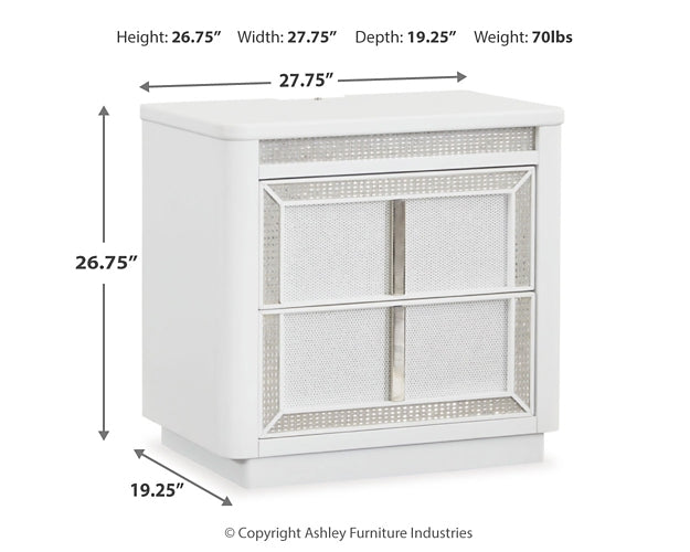 Chalanna California  Upholstered Storage Bed With Mirrored Dresser, Chest And Nightstand