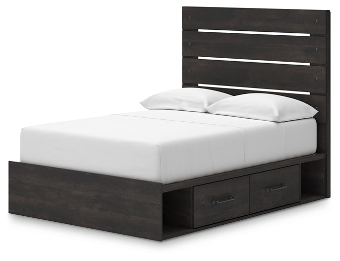Hollivern  Panel Bed With Storage With Mirrored Dresser And Nightstand