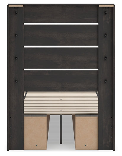 Hollivern  Panel Bed With Storage With Mirrored Dresser And Nightstand