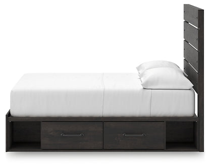 Hollivern  Panel Bed With Storage With Mirrored Dresser