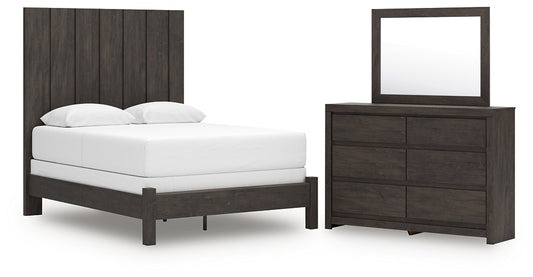 Fraluna  Panel Bed With Mirrored Dresser