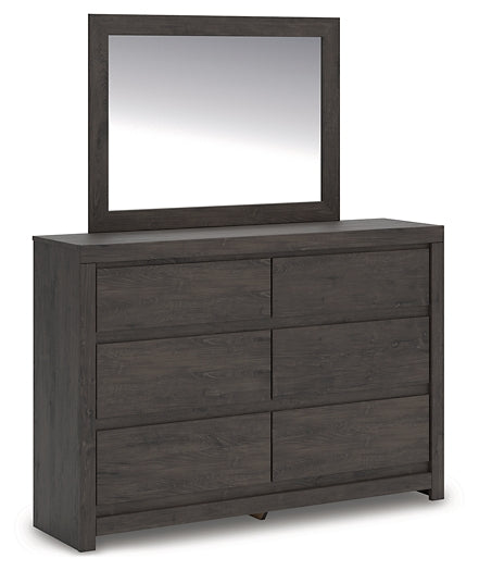Fraluna  Panel Bed With Mirrored Dresser And Nightstand