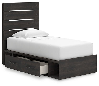 Hollivern  Panel Bed With Storage With Mirrored Dresser