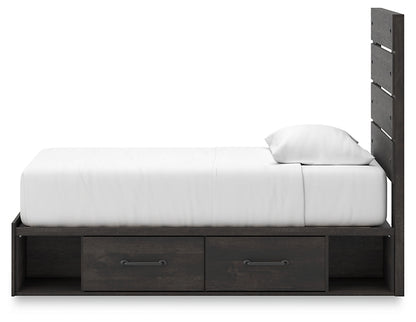 Hollivern  Panel Bed With Storage With Mirrored Dresser
