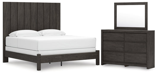 Fraluna  Panel Bed With Mirrored Dresser