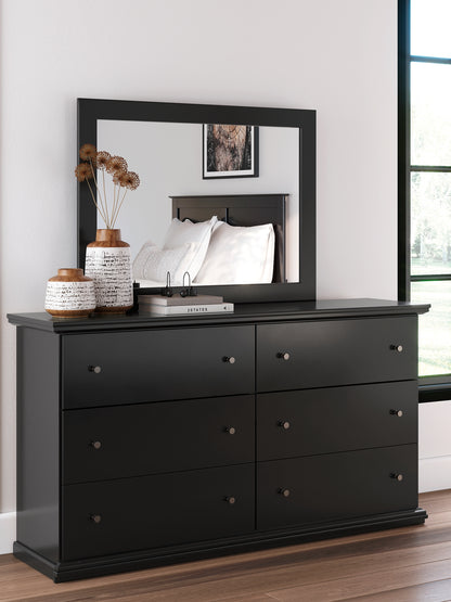 Maribel  Panel Bed With Mirrored Dresser