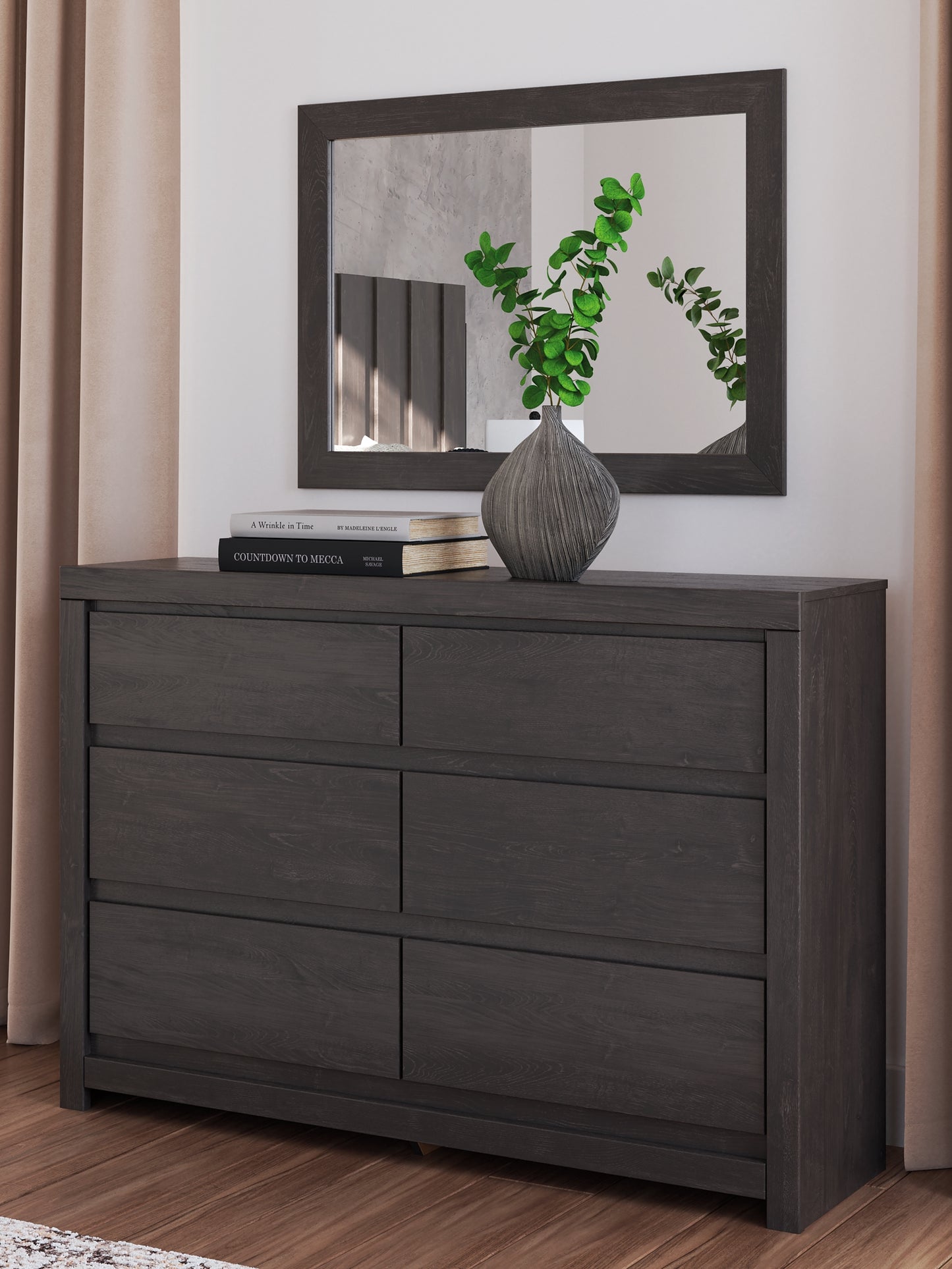 Fraluna  Panel Storage Bed With Mirrored Dresser And Nightstand