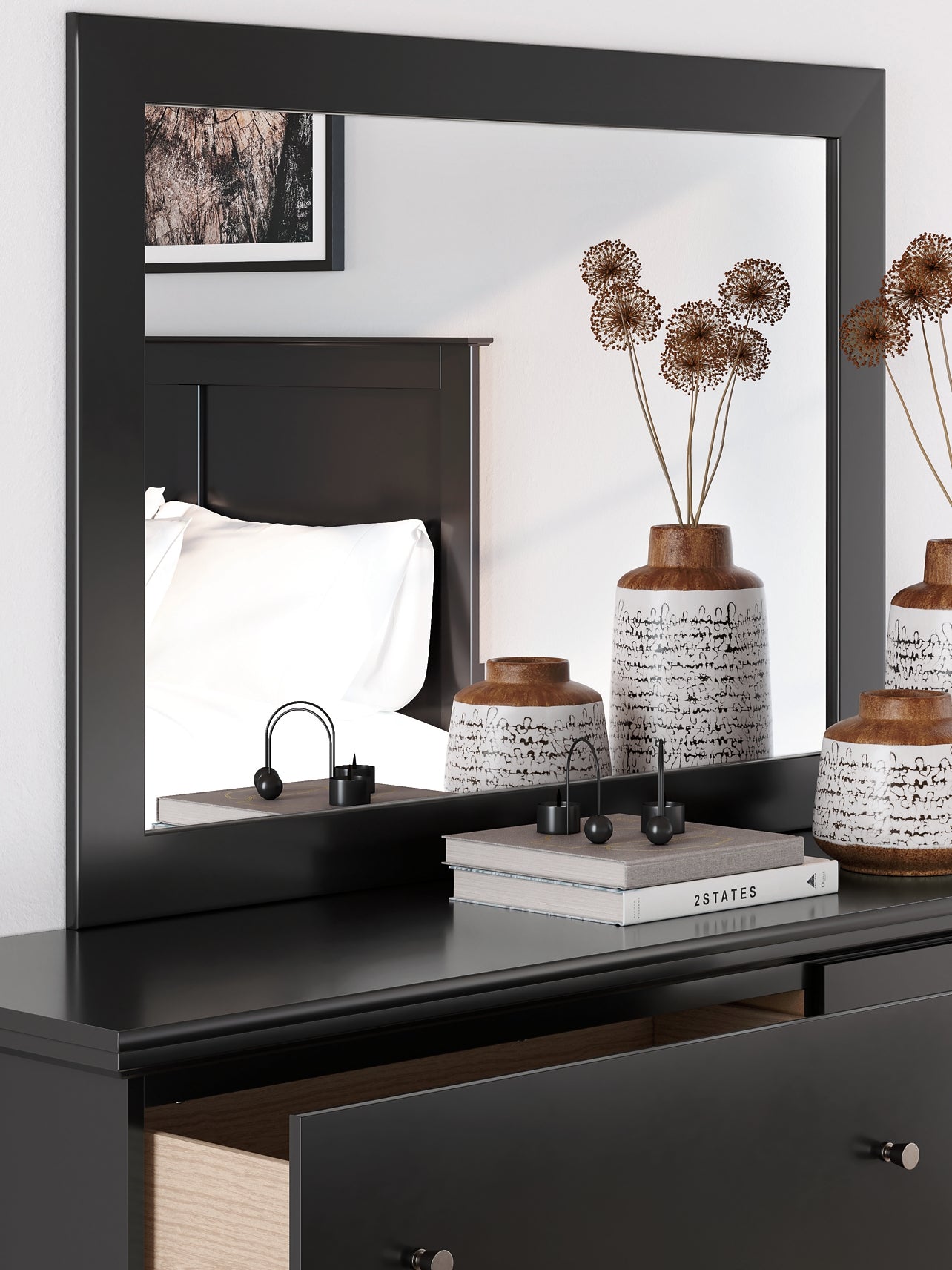 Maribel  Panel Bed With Mirrored Dresser And Nightstand