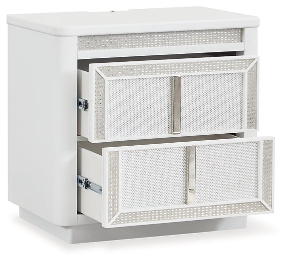 Chalanna  Upholstered Storage Bed With Mirrored Dresser And Nightstand