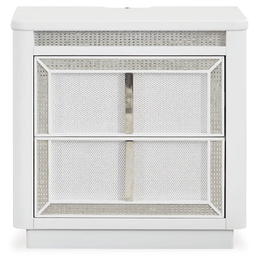 Chalanna  Upholstered Storage Bed With Mirrored Dresser And Nightstand