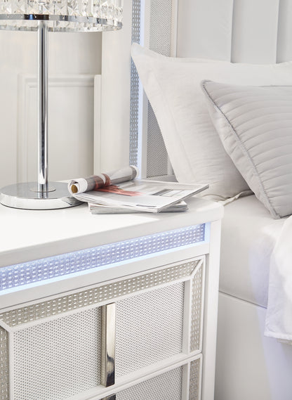 Chalanna  Upholstered Storage Bed With Mirrored Dresser And Nightstand