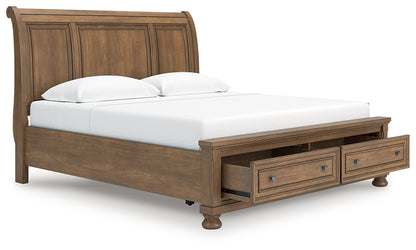 Feddinger  Storage Sleigh Bed With Mirrored Dresser