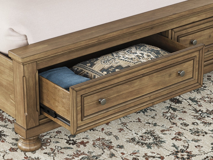 Feddinger  Storage Sleigh Bed With Mirrored Dresser