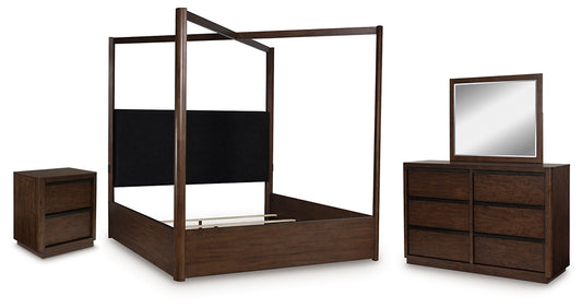 Dilenno  Canopy Bed With Mirrored Dresser And Nightstand